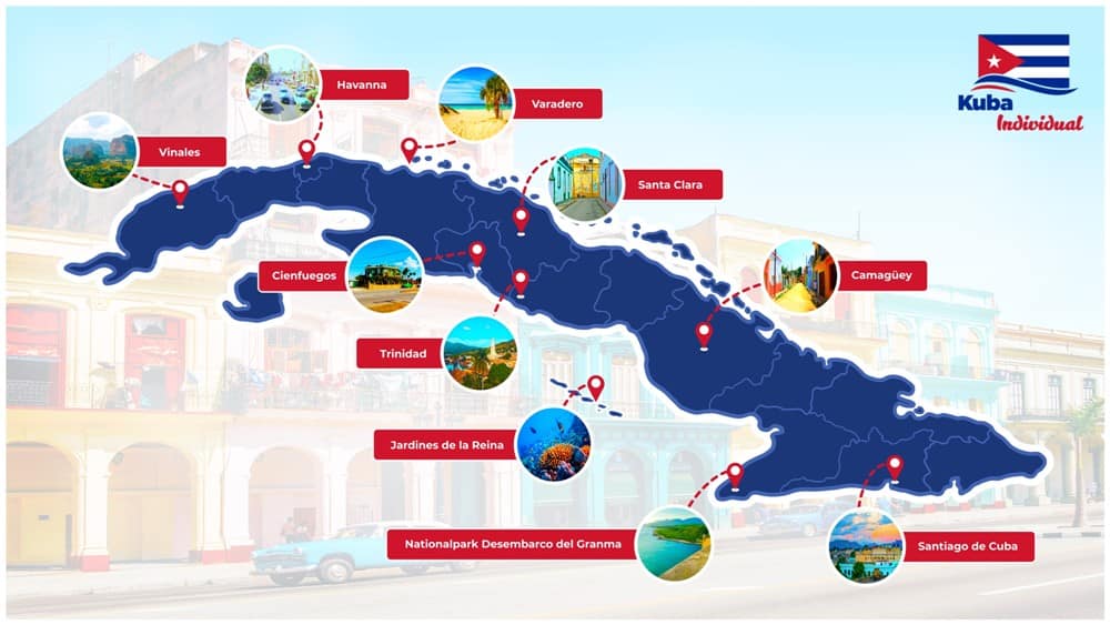 Karte der Kuba Sehenswürdigkeiten